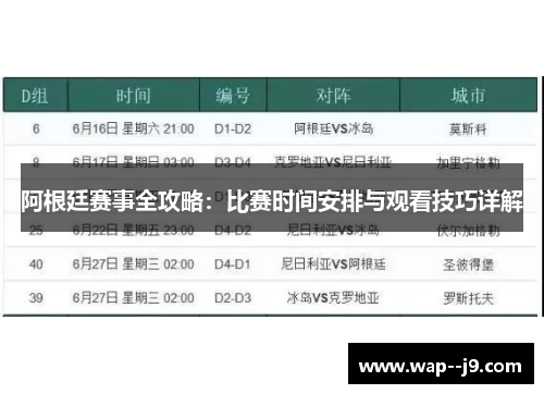 阿根廷赛事全攻略：比赛时间安排与观看技巧详解