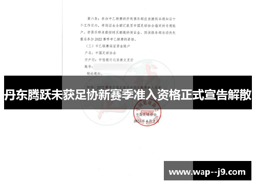 丹东腾跃未获足协新赛季准入资格正式宣告解散